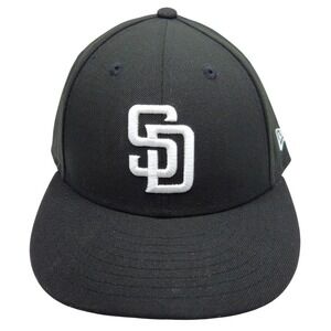 New Era 59FIFTY San Diego Padres Fitted Hat Black White Size 7 1/4 MLB Cap